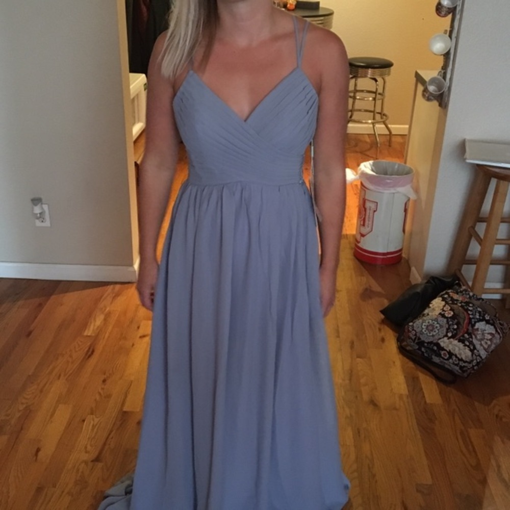 Dusty Blue Bridesmaids Dress - Lace Back